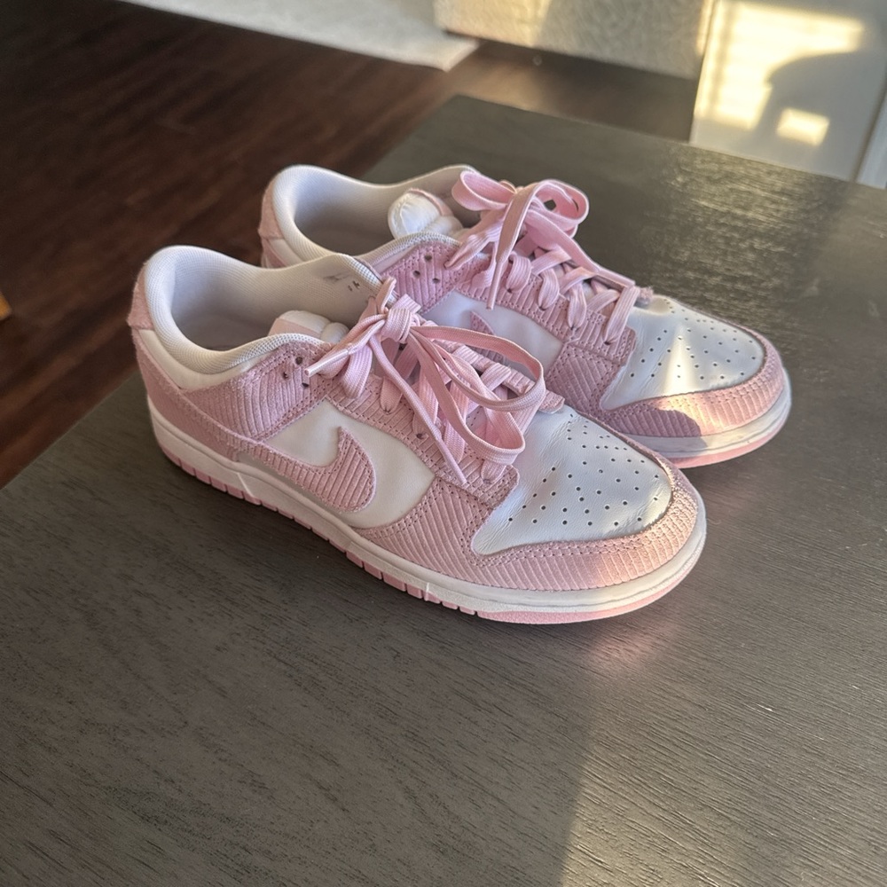 Nike Women's Pink and White Dunks